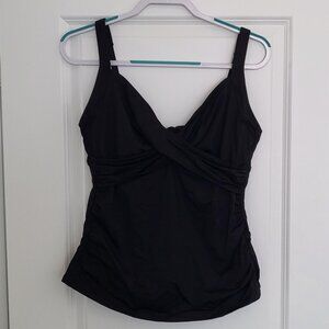 LANDS END WRAP TANKINI SWIMSUIT TOP WITH TUMMY CONTROL 10